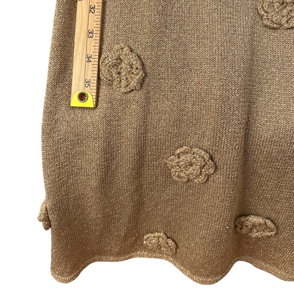 Meshki Suki Metallic Knit Maxi Dress Women Gold 3D Floral Applique SIZE S - Picture 6 of 9